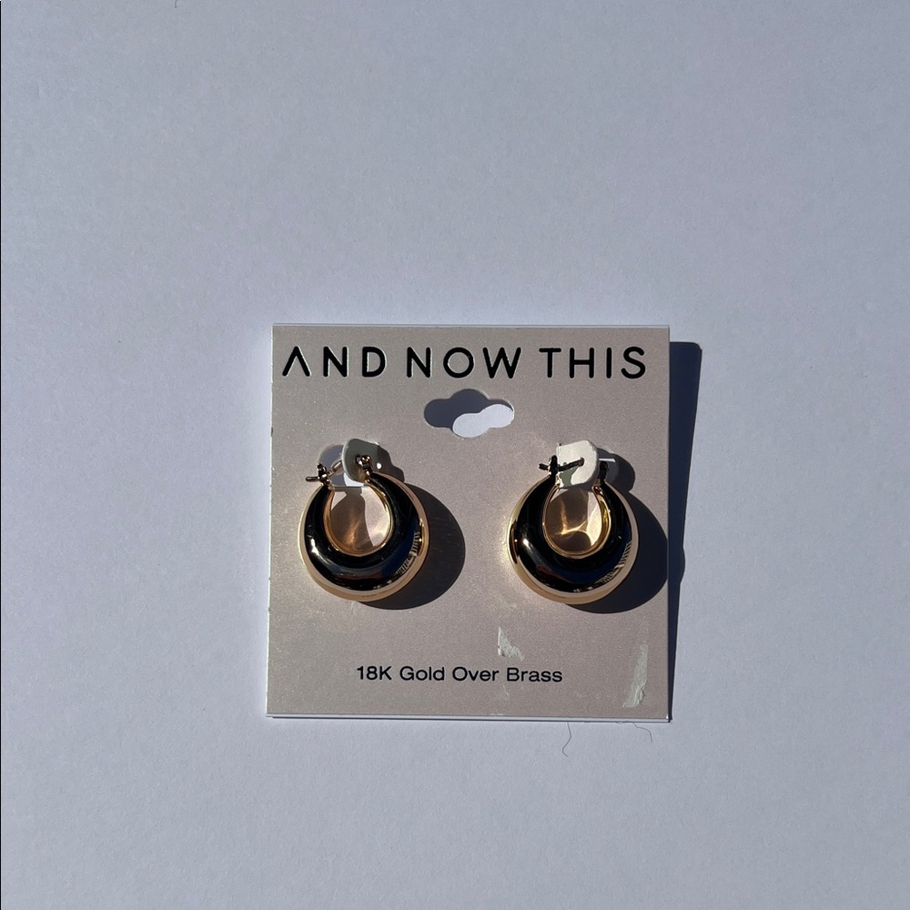 Gold and Black Hoop Earrings - Picture 1 of 4